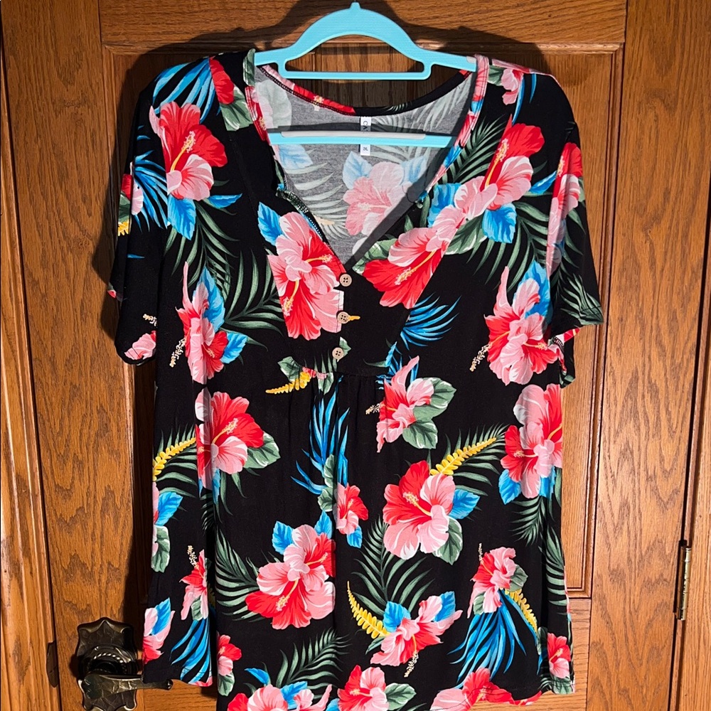 Floral Black Women's Top